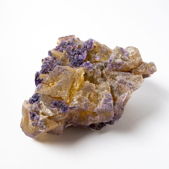 Unique giant natural etched purple and yellow frosty raw fluorite - Picture 6 of 8